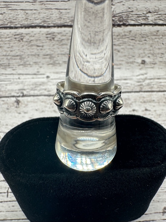 Native American Jewelry - Women's Silver Concho-Style Band Ring - Classic Western Detail